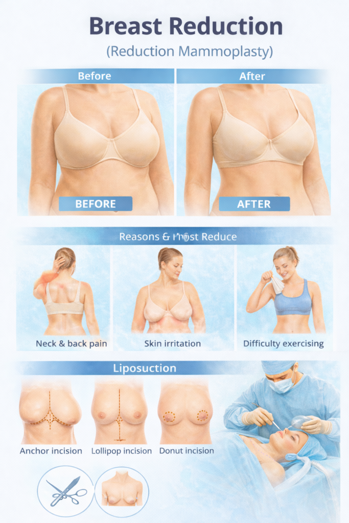 Breast reduction surgery before and after results with techniques by Dr Animesh Damani Best Plastic Surgeon in Indore